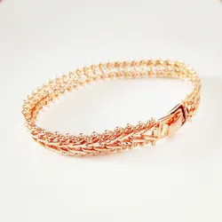 Man Bracelet Trendy Rose 585 Gold Color Men Bracelets New Fashion Metal 8MM Wide Hand Catenary Link Men's Bracelets