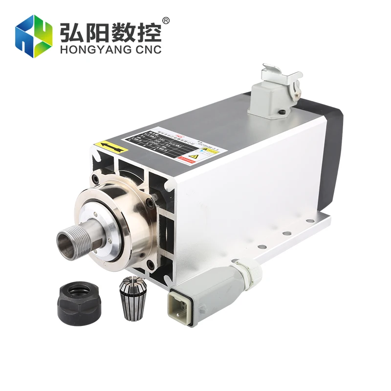 Spindle Motor 3.5kw Air-Cooled Square Spindle Motor 220V 380v ER20 Chuck For CNC Advertising Engraving Machine Router Wood