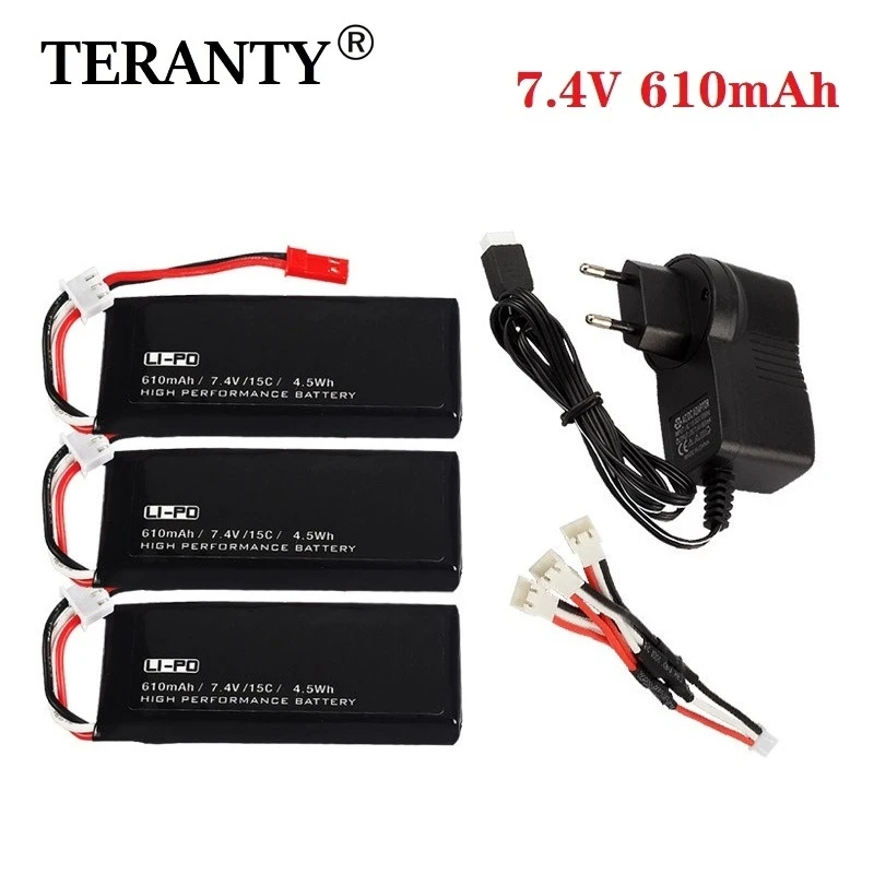 Batteria e caricatore di Lipo di 7.4V 610mAh per i pezzi di ricambio di X4 H502S H502E H216A RC Quadcopter per la batteria ricaricabile 7.4V