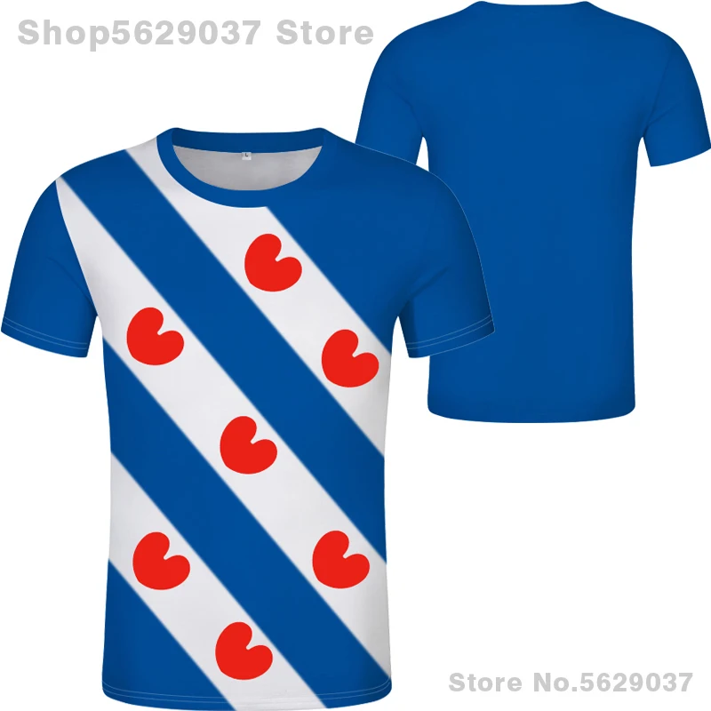 Friesland Shirt Free Customized Hemd Name Number Leeuwarden T-Shirt Drachten Sneek Dokkum Print Flag Nederland Fryslan Clothing