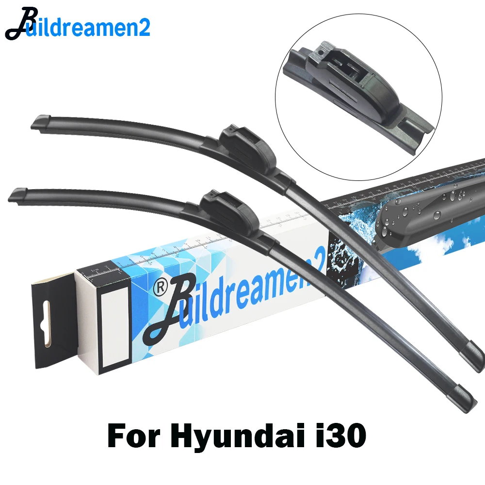 Buildreamen2 For Hyundai i30 Hatchback Coupe CW Tourer 2007-2018 Car Frameless Wiper Blade Auto Rubber Windshield Wiper