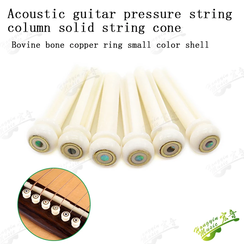 Pines de puente de guitarra de hueso de buey, pasador de puente para guitarra acústica con concha de perla, Círculo de latón, accesorios de