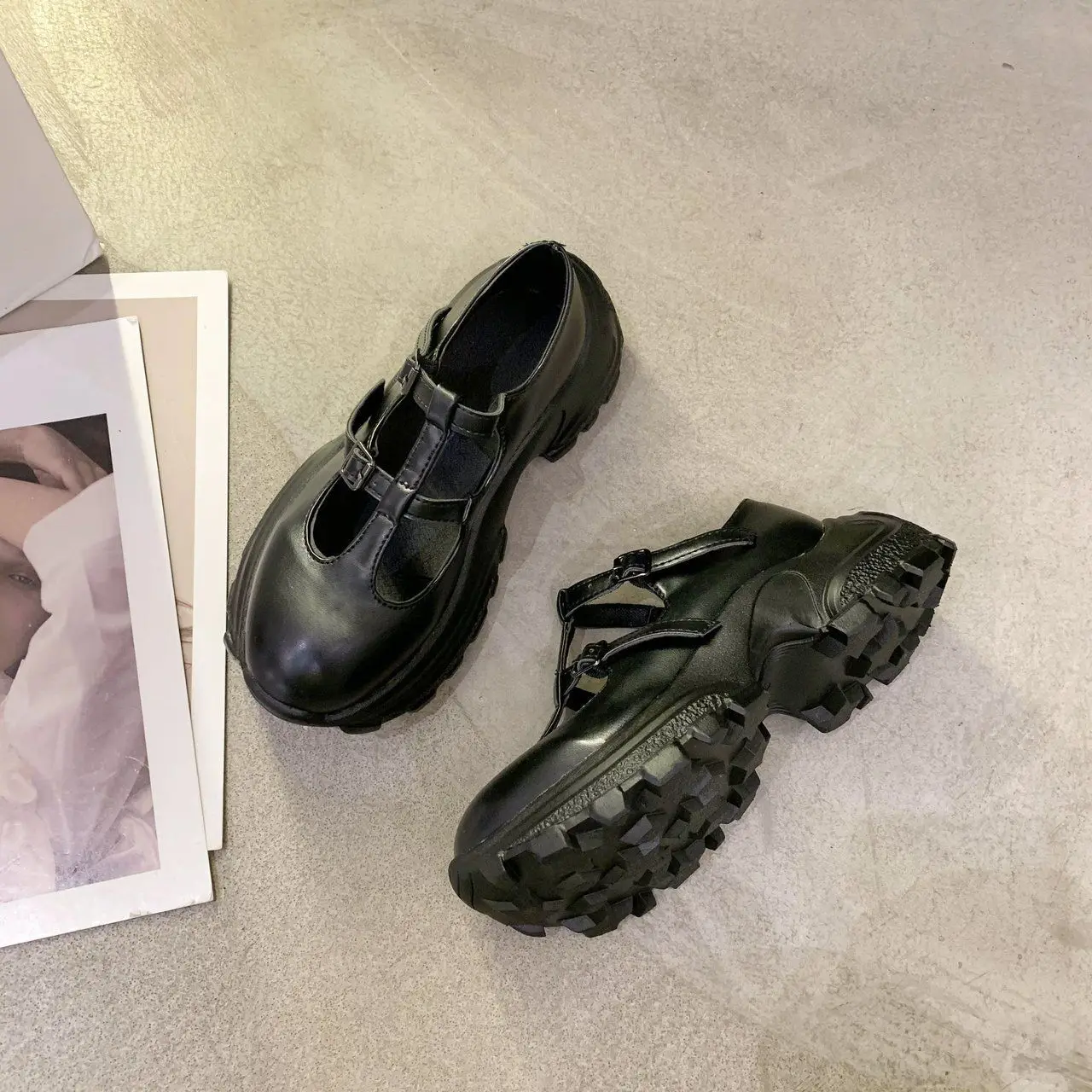 Sandalen Een Woord Gesp Mary Jane Schoenen Kleine Lederen Schoenen Lolita Schoenen Japanse Stijl Vrouwen Schoenen Hoge Hak Platform schoenen