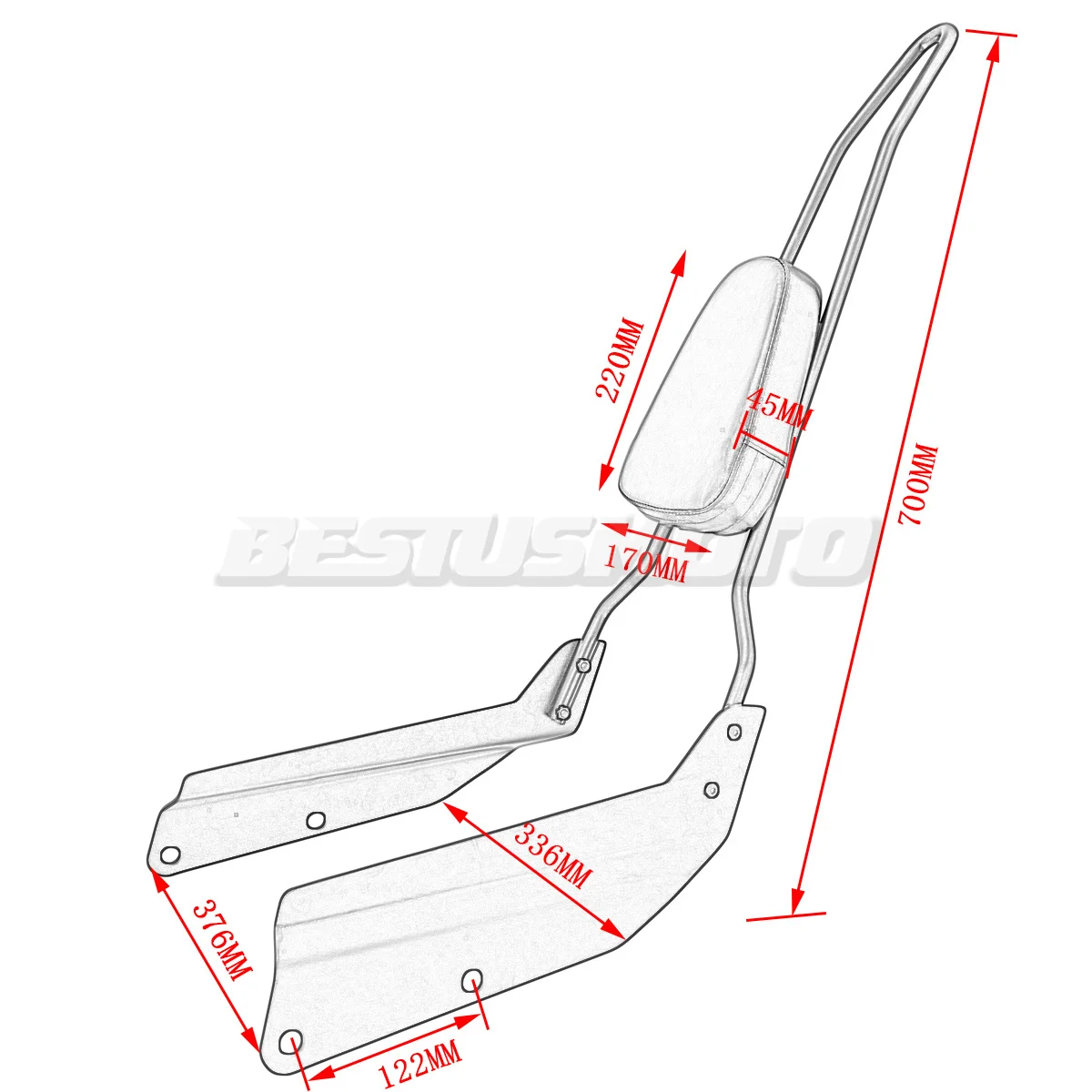 Motorcycle Part Backrest Sissy Bar For Honda VTX 1300 1800 VTX1300 VTX1800 R/S/T/N 2002 2003 2004 2005 2006 2007 2008 2009