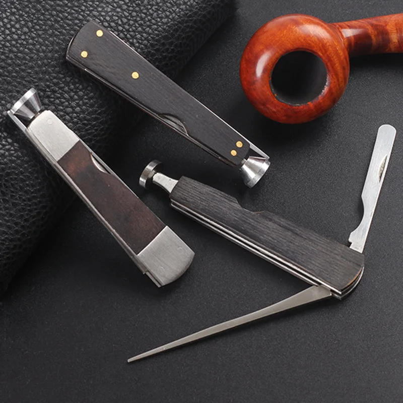 Black Wood Steel Tobacco pipe 3 in 1 pipe knife portable pipe Reamer Cleaners Tool smoking accessories