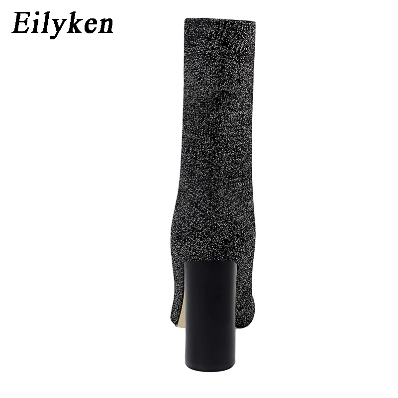 Eilyken Autumn Winter Comfort Stretch Sock Women Ankle Boots Fashion Square High Heel Pointed Toe Banquet Female Shoes