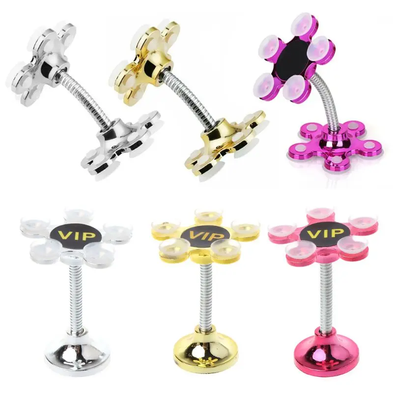 360 Degree Rotatable Metal Flower Magic Suction Cup Mobile Phone Holder Car Bracket for iPad iPhone Samsung Smart phones