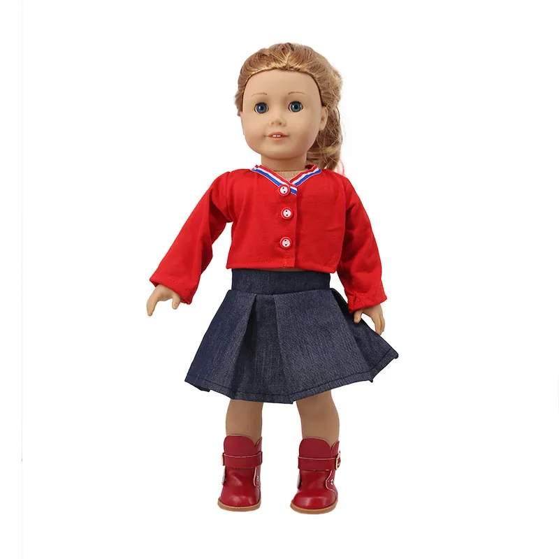 Doll Clothes Sweater Dress 2Pcs/Sets Sweater+Jeans Skirt For 18 Inch American&43 Cm Baby New Born Doll Our Generation Girl`s Toy