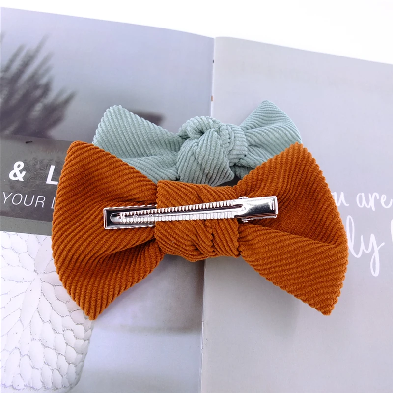 Lazo de pana de sarga para el pelo para niña y mujer, pasadores franceses, bandas para el pelo con lazo elástico, accesorios de Clips de primavera,