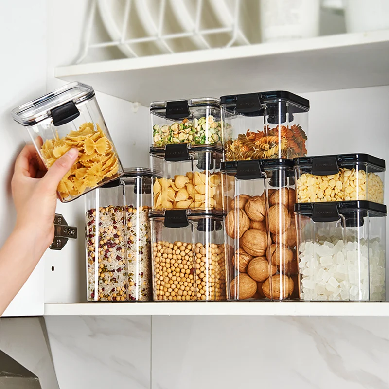 Organizador de cocina, almacenamiento en la cocina, accesorios de cocina para el hogar, tarros de Azucarero, Cajas Organizadoras de cereales a granel