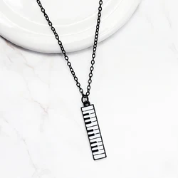 Piano Keyboard Pendant Necklace Electronic Organ Black White Keyboard Music Necklace for Women Kids Chains Choker Jewelry Gifts