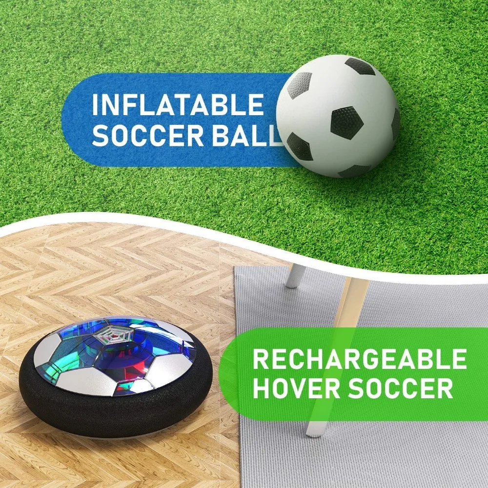 Mini Hover Soccer With Flashing LED Lights 18cm Air Power Suspended Ball Model Plastic Educational Football Toys for children