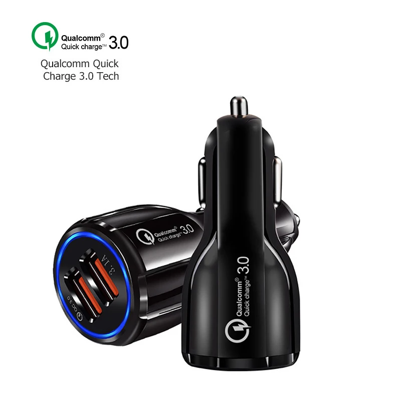 Car Charger Usb Quick Charge 3.0 For Mobile Phone Dual Usb Car Charger Qc 3.0 Fast Charging Adapter Mini Usb Car Charger