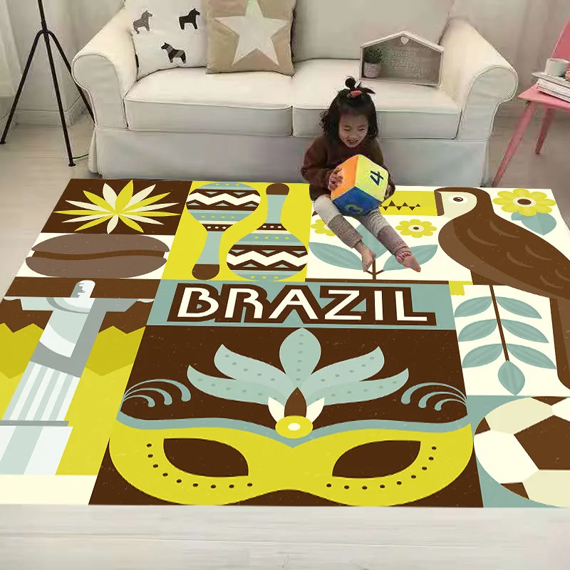 Brazil Fashion Soft Flannel 3D Printed Rugs Mat Rugs Anti-slip Large Rug Carpet Home Decoration Style-6