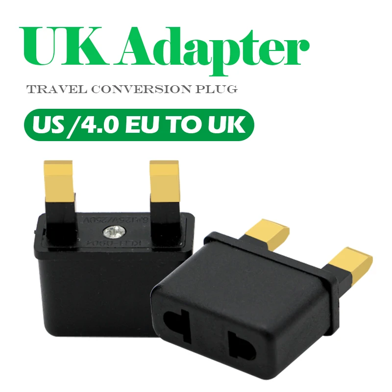 UK Ireland Malta Cyprus 2 Pin  Power Plug Adapter Change US 2 Pin, EU Plug AC250V 6A
