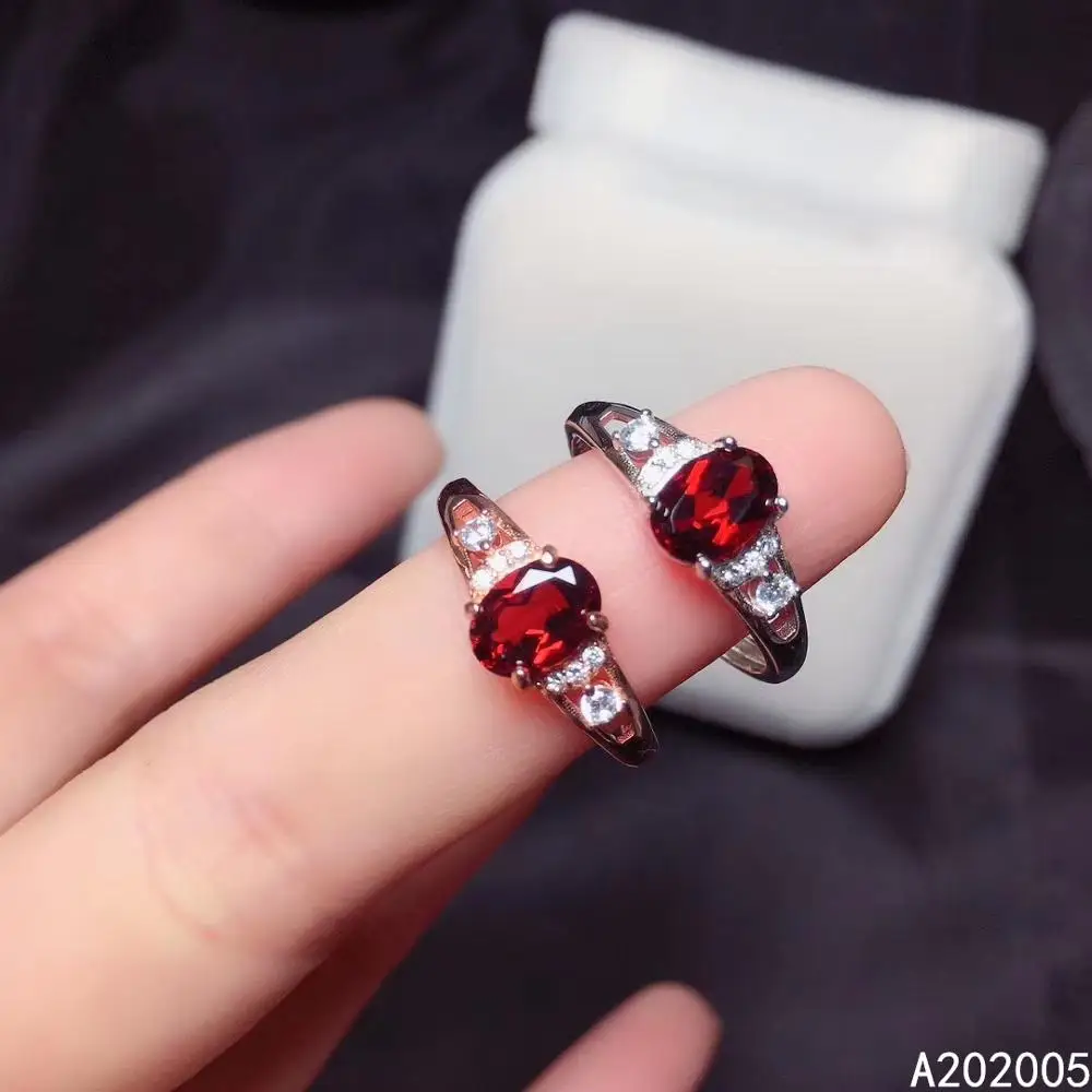 

KJJEAXCMY fine jewelry 925 sterling silver gem natural Garnet new Female woman Lady girl crystal adjustable ring Support test