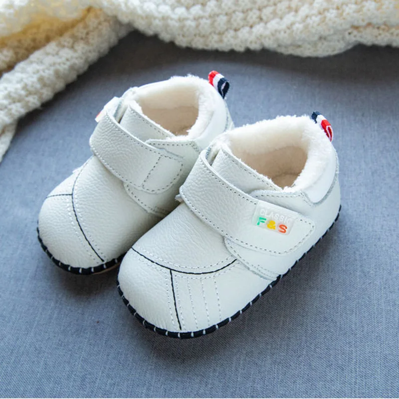 

Winter Kids Baby Girls Boots Fashion Shoes Toddler Soft-soled Cotton Shoes 0-1 Years Plush Velvet Warm Boots Leather Shoes