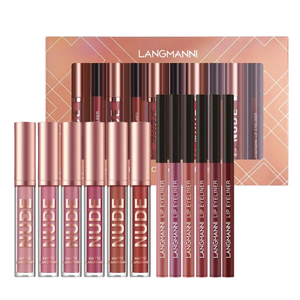 Juego de maquillaje labial de larga duración, lápiz labial líquido mate, 12 unidades, 6 unidades