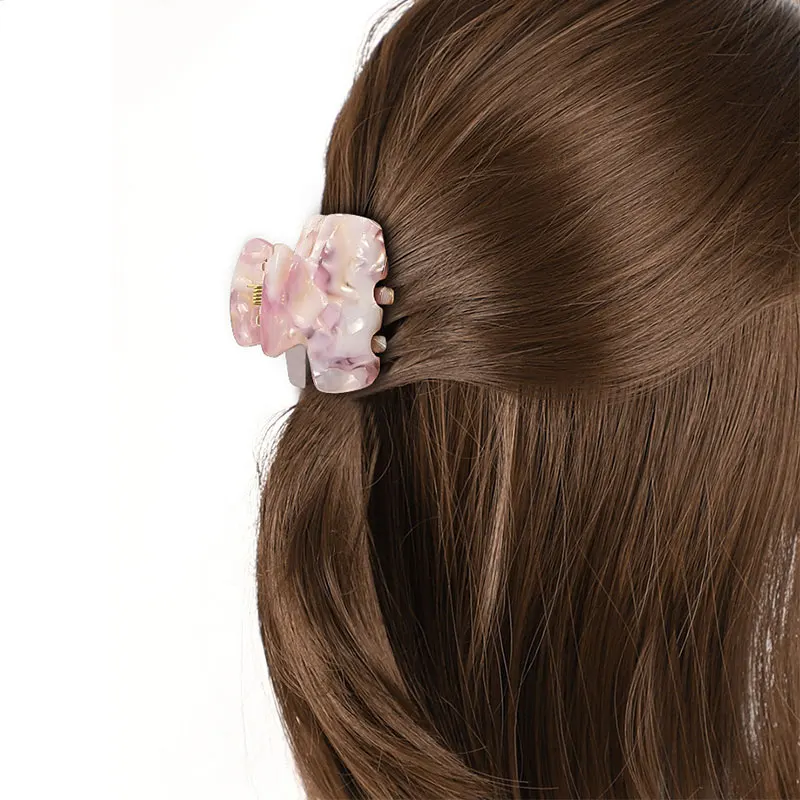 1Pcs Mini Rambut Cakar Klip Geometris Asetat Beberapa Warna Akrilik Rambut Clamp Aksesoris Rambut Wanita Leopard Marmer Jepit Rambut