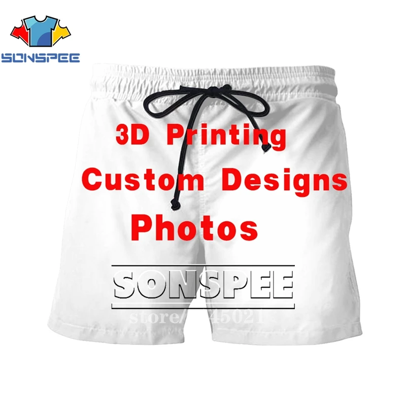 

SONSPEE 3D Print Diy Custom Men Women Design Own Picture / Photo / Star / Singer / Anime Fitness Pants Beach Loose Short Pants