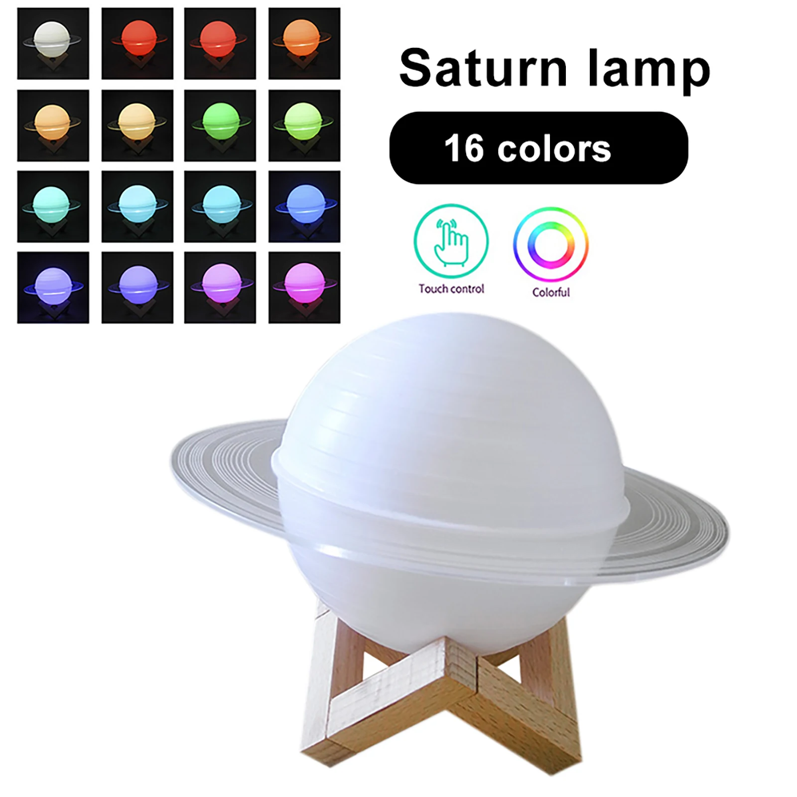 Lámpara de Saturno con impresión 3D para dormitorio, luz LED de noche de planeta con control remoto, decoración de mesita de noche, regalos para niños