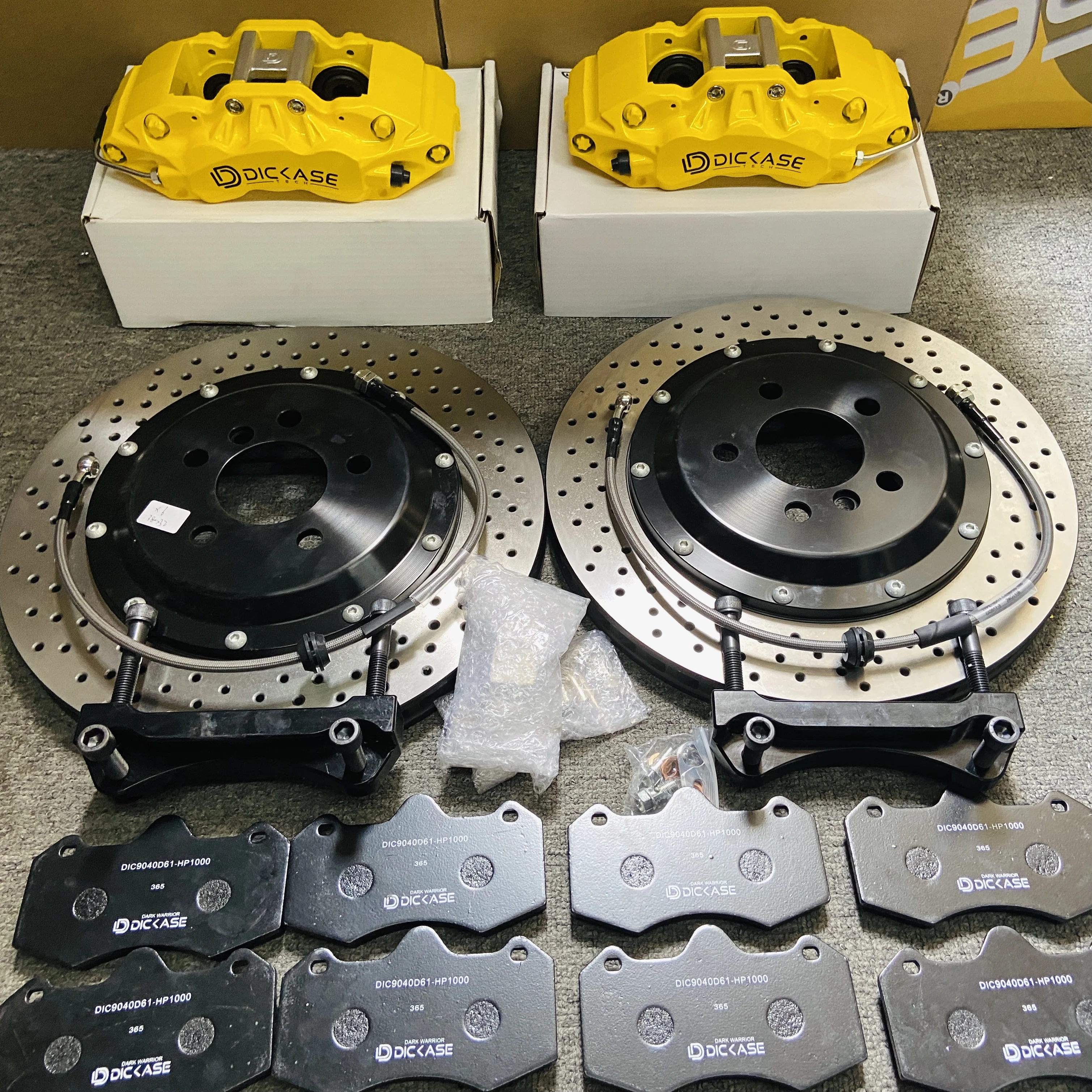 Discase 6 Pot big Brake Caliper Yellow Color With 380*32mm Cross Drilled Rotor For Bmw X6 E71 Front 20 Inch