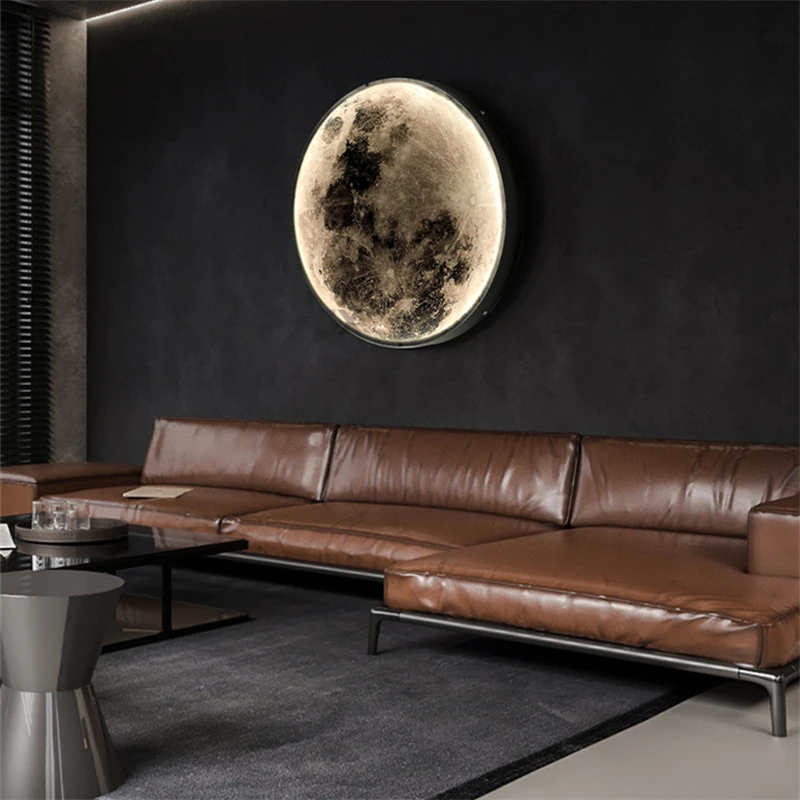 Moon wall lamp bedroom bedside lamp modern minimalist living room background wall light luxury decorative lamp Nordic art mural