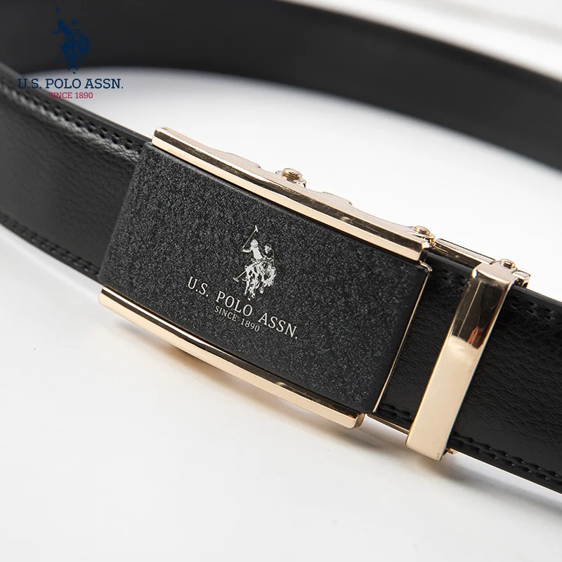 Us Polo Assn Men\'s Cowhide Belt Business Casual Formal Wear Fashion Youth Wild Tide Brand New Gold And Silver Color Belt