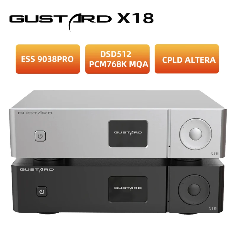 Gustard X18 Decoder Mqa ES9038 Pro Bluetooth 5.0 XU216 Processor Ldac Hd PCM768kHz DSD512 High-Performance Audio Dac