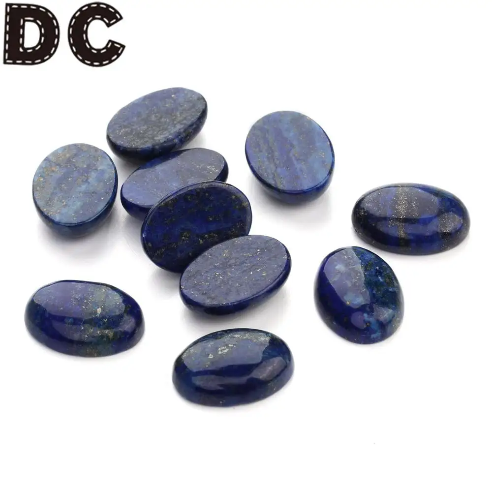 DC 10pcs/lot Natural Stone Cabochon Beads Oval Lapis Lazuli Bead Dia 10x14/13x18/18x25mm DIY Necklace Earring Jewelry Making