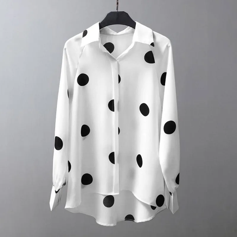 Women Autumn Long Sleeve Polka Dot Printed Blouse ZANZEA Elegant Lapel Neck Buttons Blusas Casual Tops Fashion OL Work Shirt