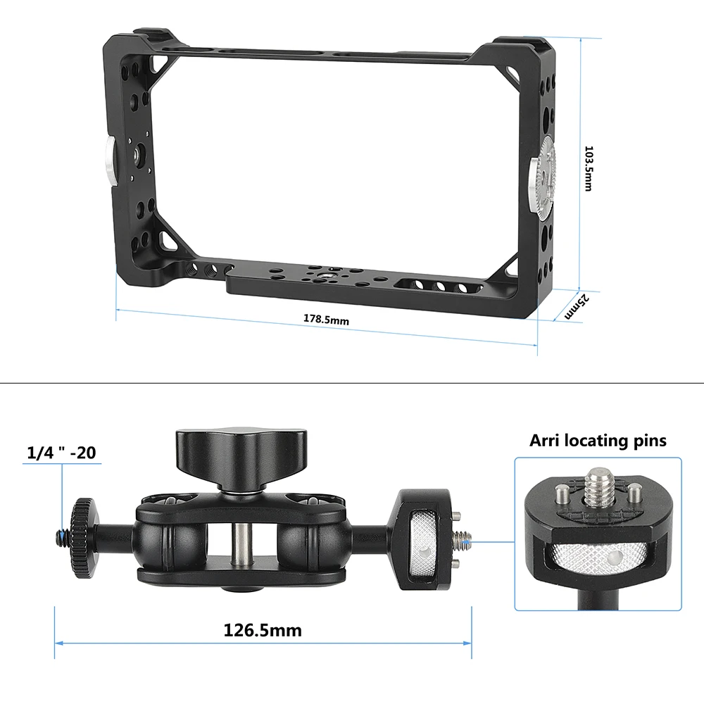 CAMVATE-Soporte de jaula para Monitor de cámara, funda protectora con cabeza de bola, brazo mágico para Fotga DP500IIIS A50 /A50T /A50TL /A50TLS, 5"