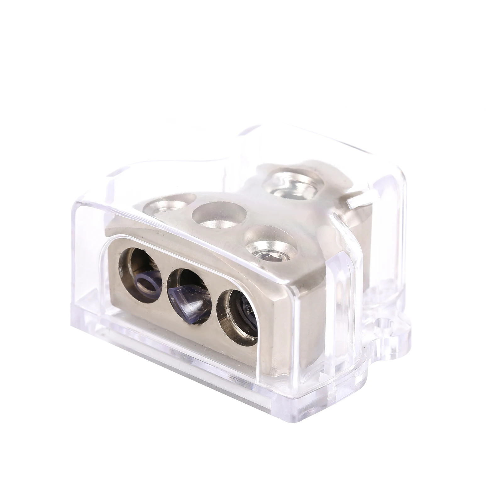 3Way Zinc Alloy Power Distribution Block Connector 1*0 Gauge Input/3*4 Gauge Output For Car Circuit Audio Distribution Splitter