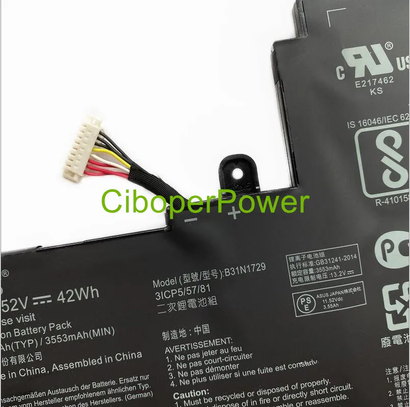 Original quality Laptop Battery B31N1729 11.52V/42Wh  For S15 S530FA V530FF S530UA Laptop