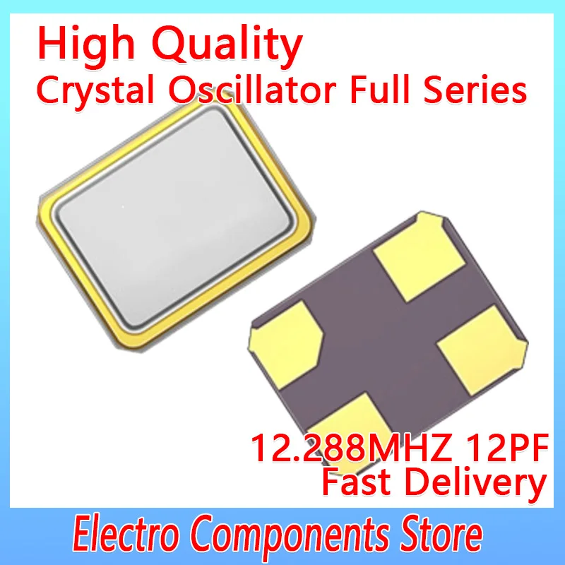 10PCS 12.288MHZ SMD Quartz Resonator Crystal 4Pin Passive Crystal Oscillator 4P 3225 3.2X2.5mm 12PF ±10PPM Electronic Kit