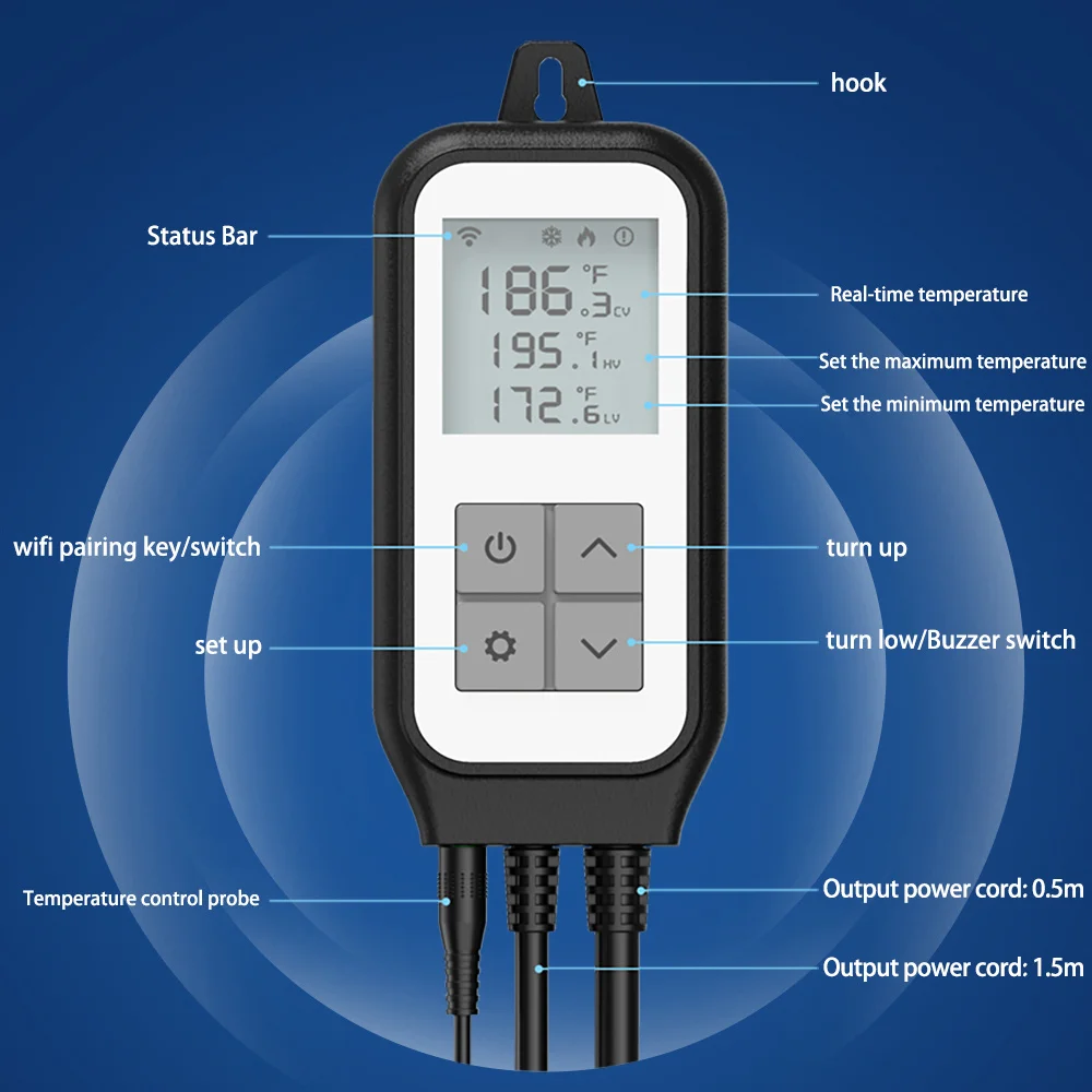 WIFI Aquarium Temperature Controller Socket EU Outlet Digital Data Alarm Temp Incubator Tuya Smart Life Alexa Google Assistant