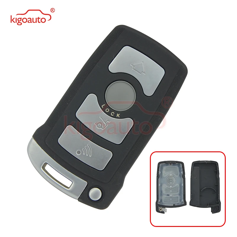 Kigoauto Smart Car Key Shell Case for BMW 7 Series LX8766S 4 Button Replacement Key Cover