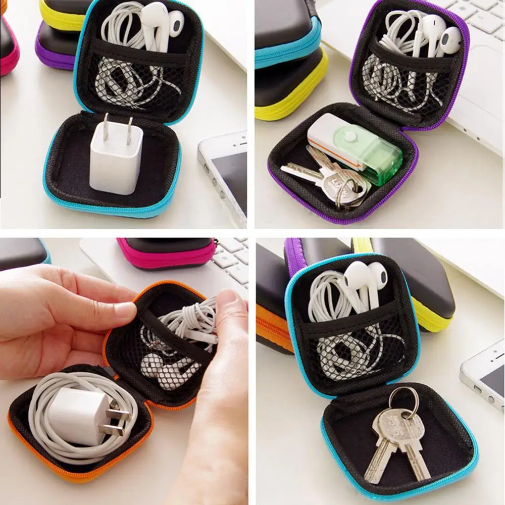 Earphone Wire Organizer Box Data Line Cables Storage Box Zipper Case Container Coin Headphone Protective Box Case Container