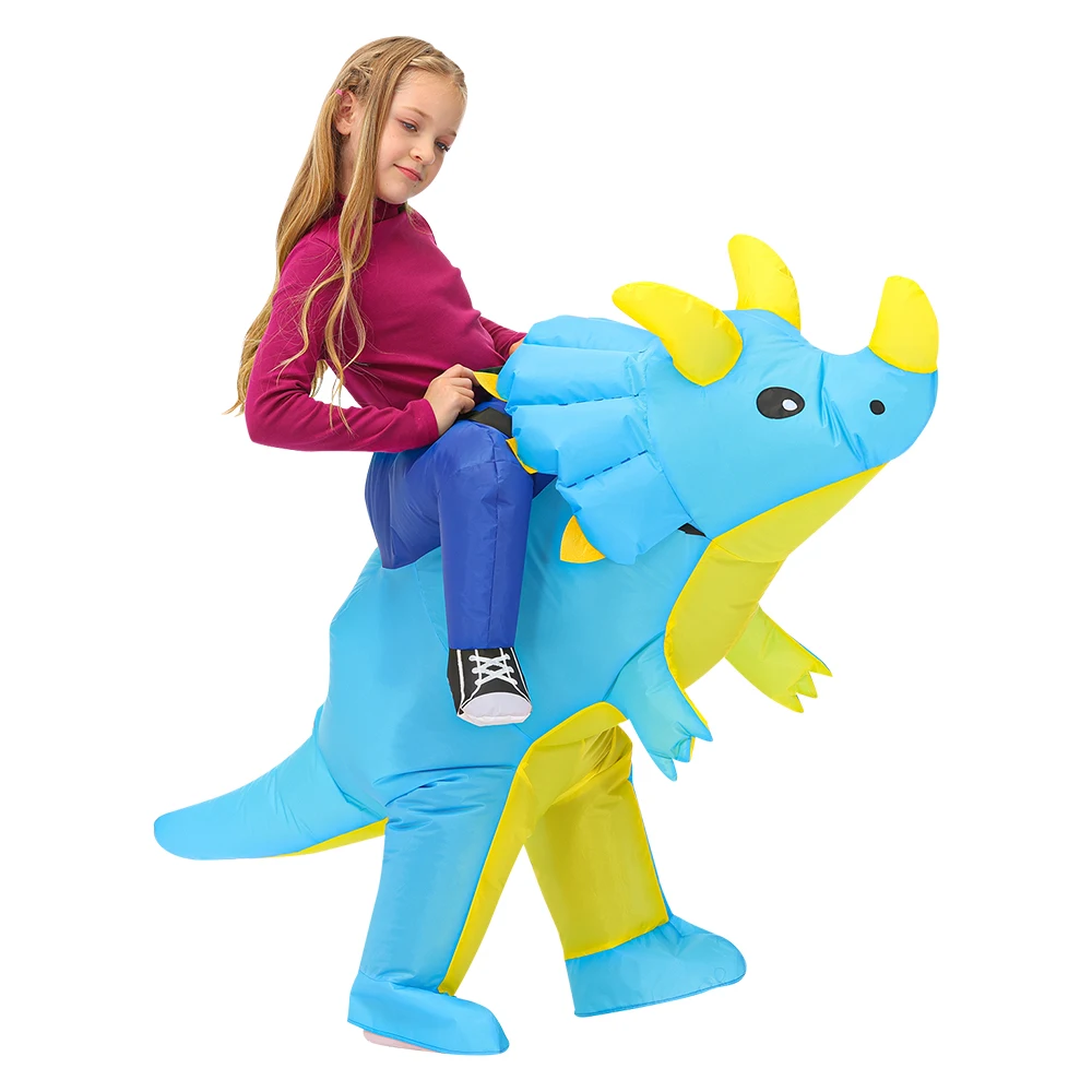 Kids Child Triceratops Inflatable Dinosaur Costume Boys Girls Anime Dino Party Cosplay Costumes Suit Carnival Halloween Gift