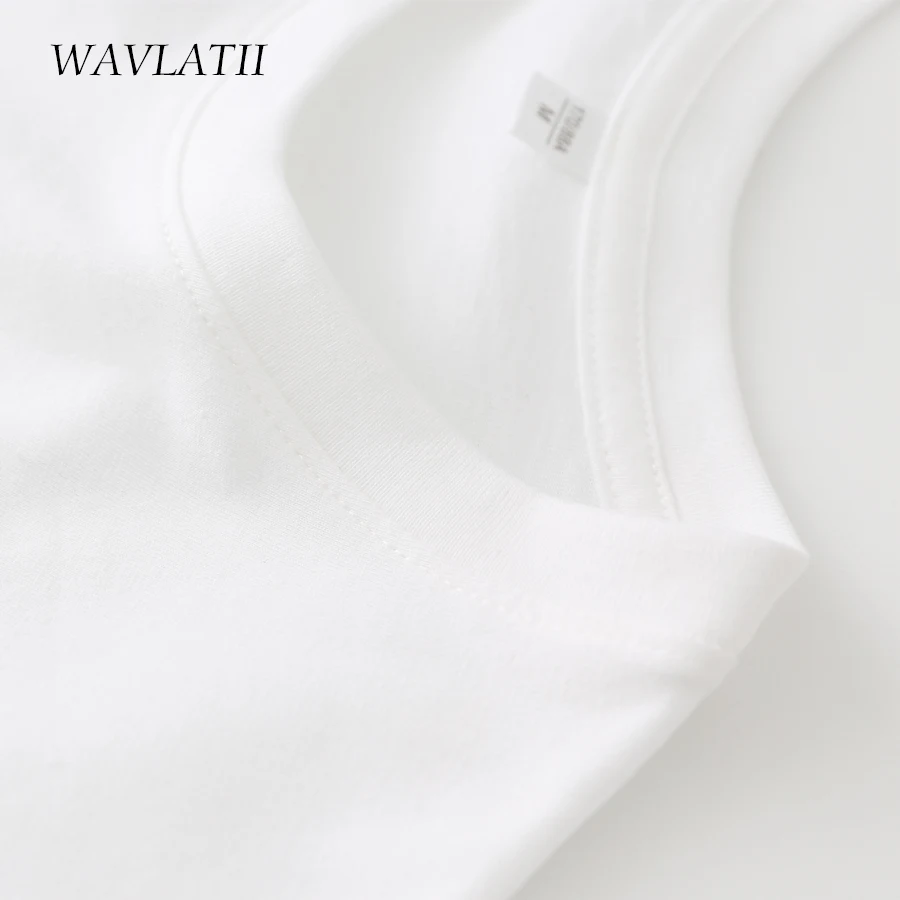 WAVLATII Women New Cotton T shirts Female Soft White Black Tees Lady Plus Size Basic Tops for Summer WT2102