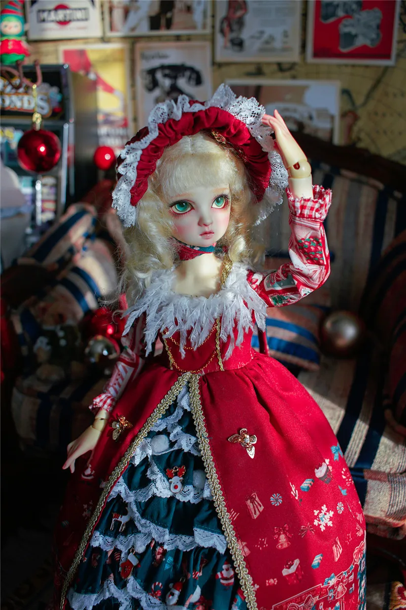 BJD doll clothes are suitable for 1/3, 1/4, 1/6 size Christmas tree retro palace dress set doll accessories