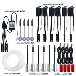 14 In 1 Car Ambient Light USB RGB LED Neon Optical Fiber Strip With App Control For Interior Decoration Dashboard Atmosphere Kit