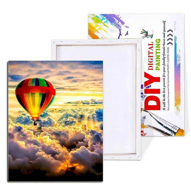 Oil Paint By Number Hot Air Balloon On Canvas Painting Kits Landscape Diy With Frame Acrylic Coloring By Numbers Home Decoration