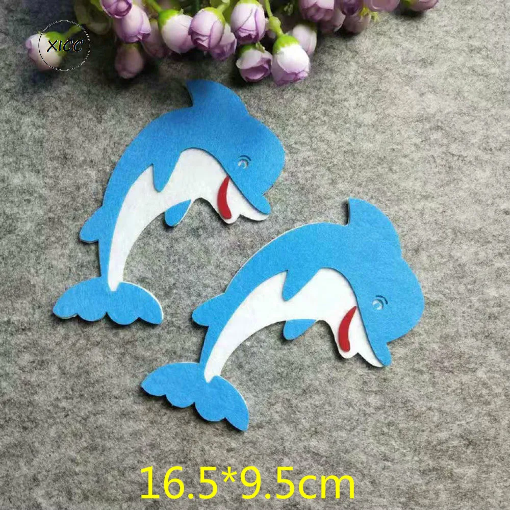 XICC Blue Whale Fish Handmade DIY filc na tkaninie na ścianę naklejki delfin Shark Handwork dekoracje włókniny dzieci edukacja filcowe podkładki