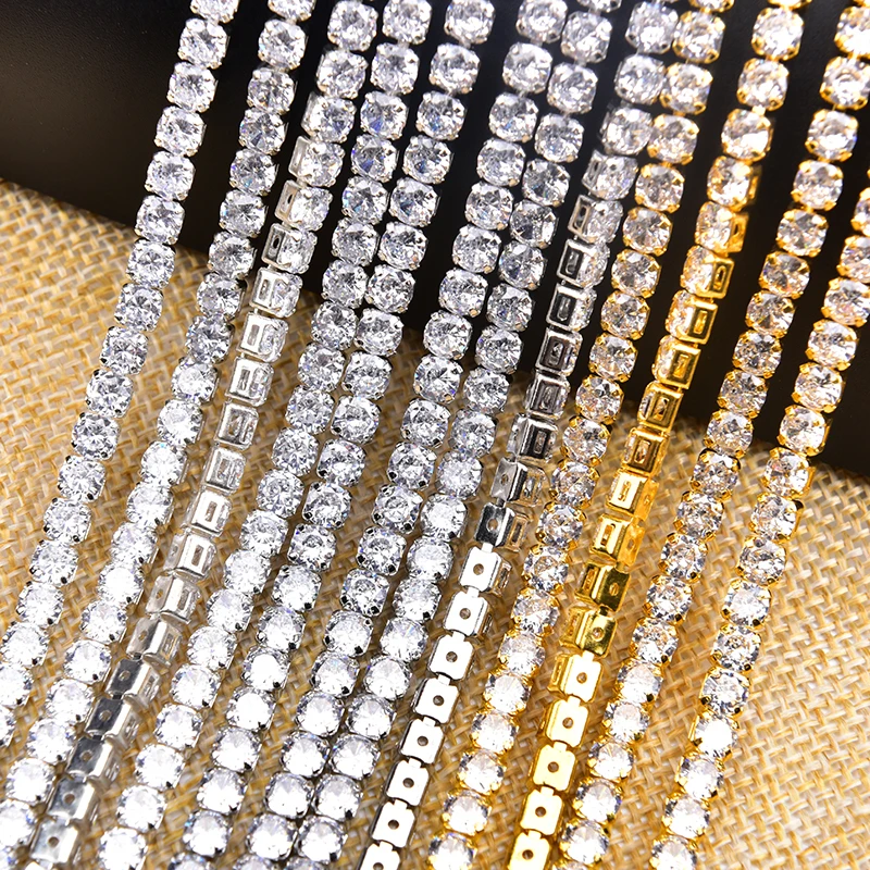 5 Yards High Quality Clear Zircon Crystal Cup Chain Density Rhinestone Trimming For Nail Clothing Bags Shoes Diy Ornament