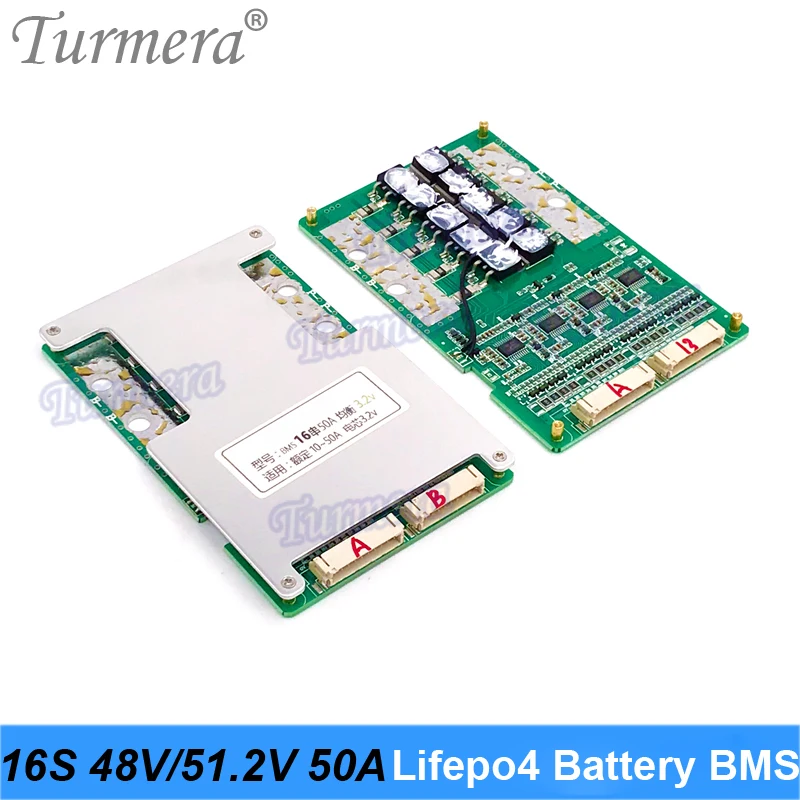 Turmera 16S 48V 51.2V 50A Lifepo4 batteria BMS proteggi scheda 75mA corrente di bilanciamento per batteria 3.2V 100Ah 280Ah 310Ah Lifepo4