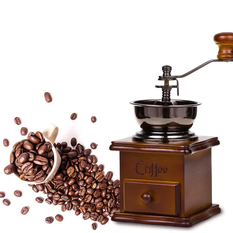 

Coffee Bean Grinder Wooden Manual Grinder Retro Spice Machine Mini Burr Mills With Ceramic Millston Coffeeware Kitchen Supplies