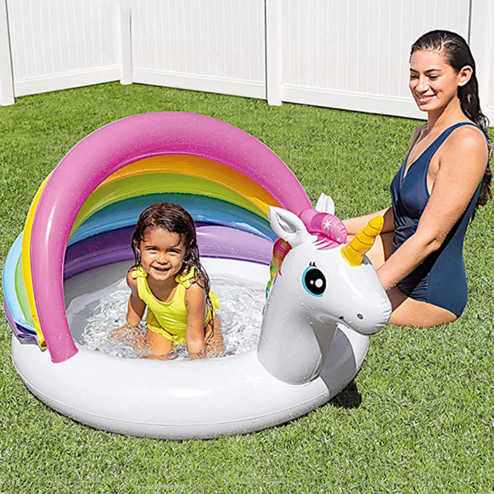 

Cute Animal Shape Shade Baby Iatable Swimming Pool Awning Paddling Pool PVC Rainbow Cover Pool Bathtub Toy Pool Ball Pit