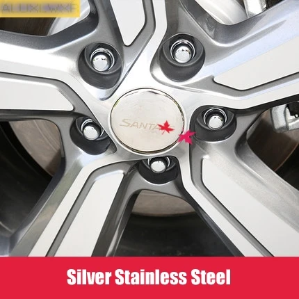 

4Pcs Stainless Steel Car for hyundai santa fe IX45 2019 2020 Auto Wheel Center Hub Caps Cover Hubcaps Rim Automobile Dust Cover