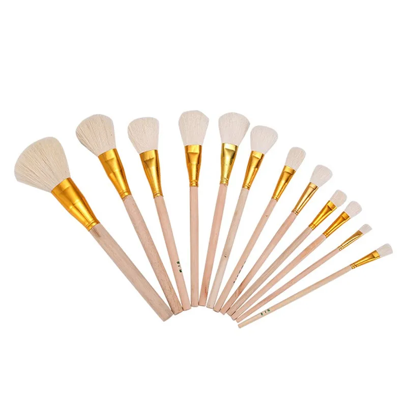 양모 브러시 세트 세라믹 유약/페인팅 색칠 수채화 물감 아크릴 공예 DIY 페인팅 펜 미술 용품, 12 개